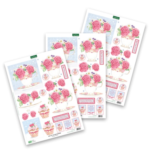 Die Cut Decoupage – Teacups, Flowers And Cake (Pack Of 3)