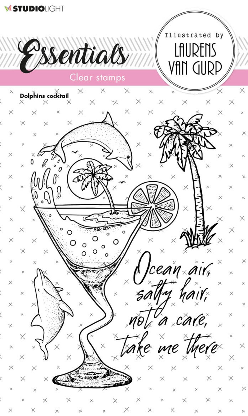 Bl Clear Stamp Dolphins Cocktail Essentials 105X148x3mm 4 Pc Nr.260