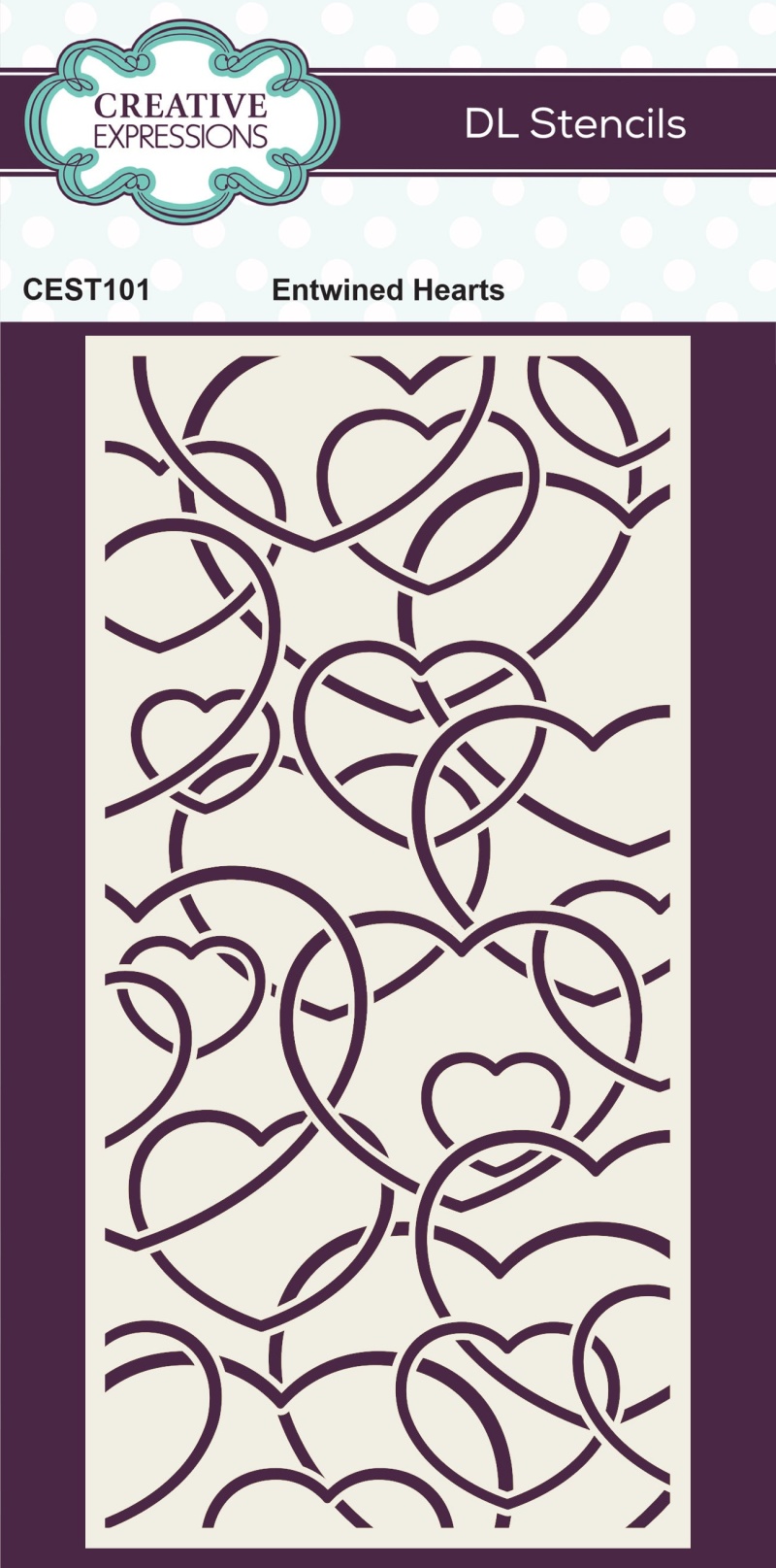 Creative Expressions Entwined Hearts Dl Stencil 4 In X 8 In (10.0 X 20.3 Cm)