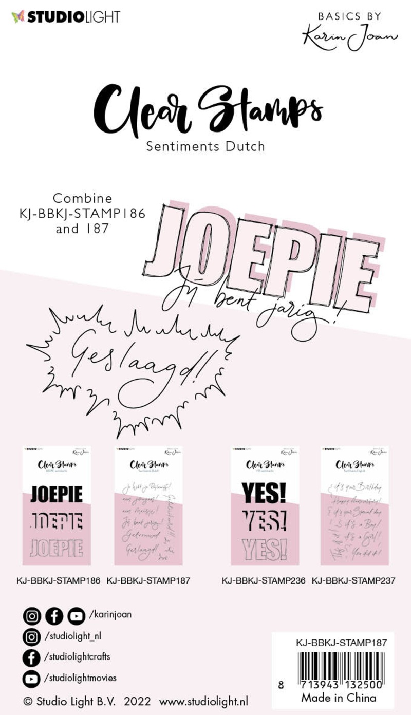 Kj Clear Stamp Sentiments Joepie Essentials 105X148x3mm Nr.187