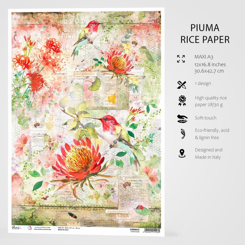 Ciao Bella Rice Paper A3 Hummingbird - 3 Sheets