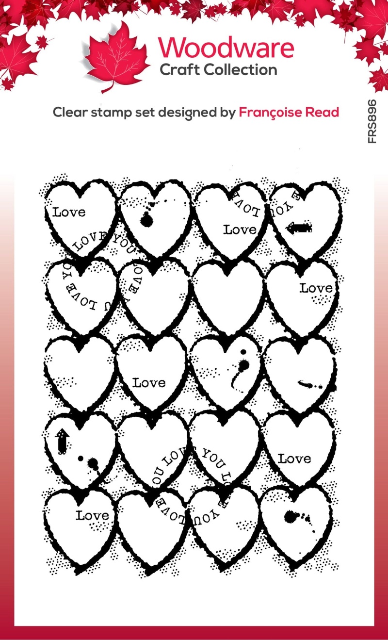 Woodware Clear Singles Heart Background 4 In X 6 In Stamp