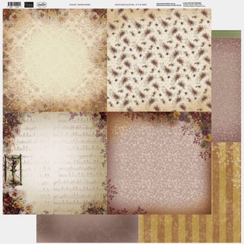 Couture Creations - 12 X 12 Paper (5 Sheets) - Damask Pansies