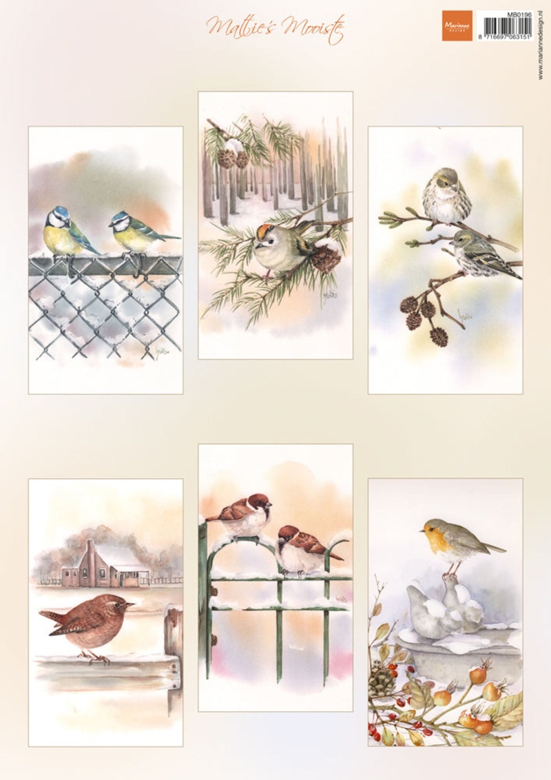 Marianne Design A4 Cutting Sheet - Mattie's Mooiste Slimline Birds