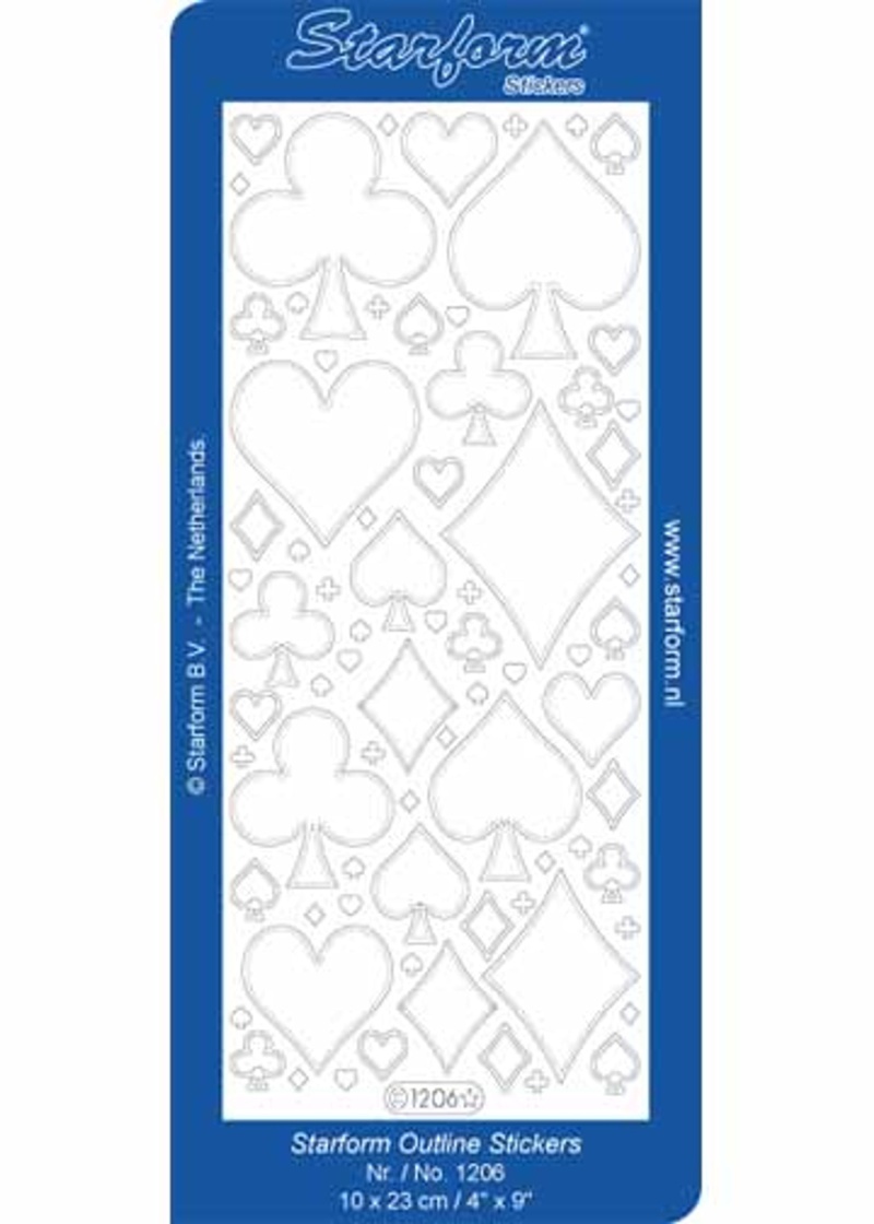 Deco Stickers - Playing Card Shapes Transparent Glitter Silver