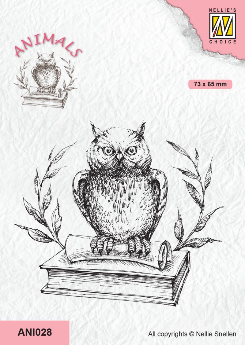 Nellie's Choice Clear Stamp Animals - Owl On Book