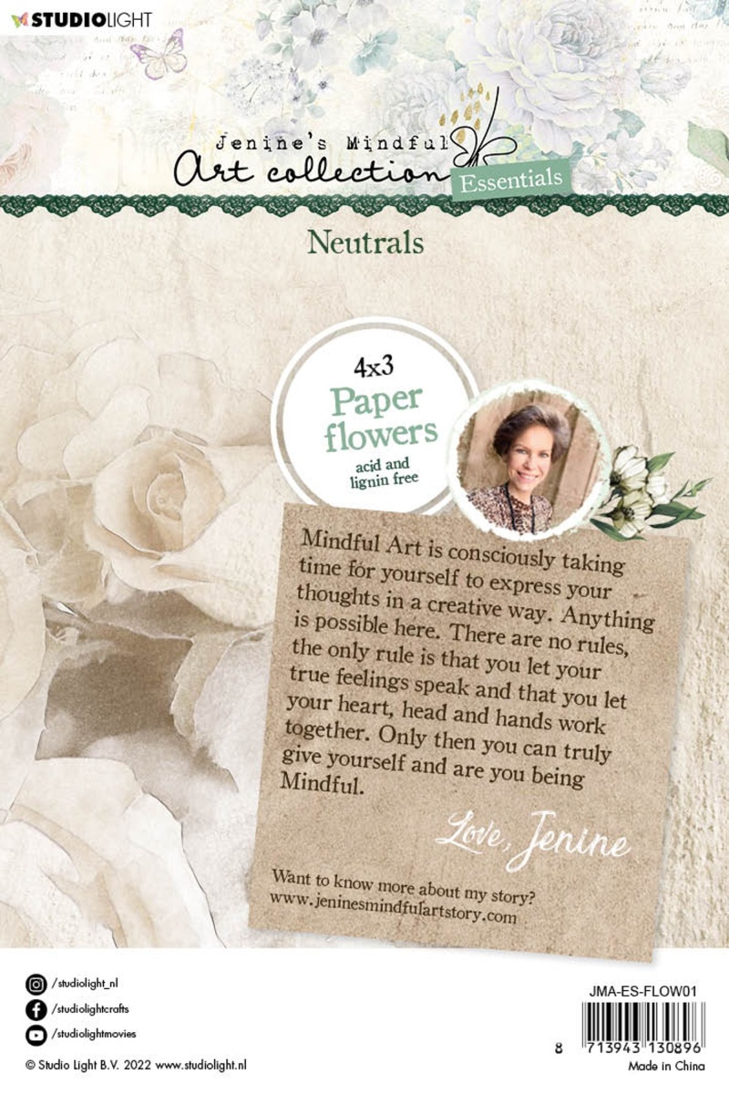 Jma Paper Flowers Neutrals Essentials 90X120x6mm 12 Pc Nr.01