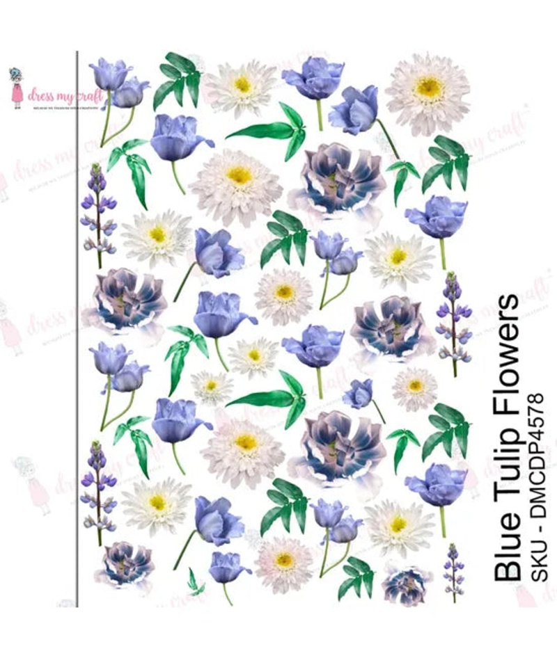Dress My Craft Transfer Me - Blue Tulips Flowers