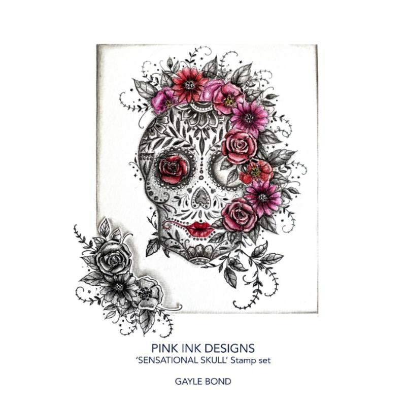 Pink Ink Designs Sensational Skull 6 In X 8 In Clear Stamp Set