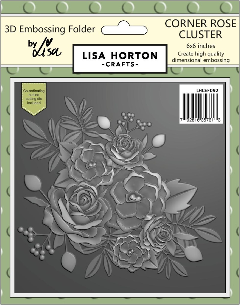 Lisa Horton Crafts 6X6 3D Embossing Folder & Die - Corner Rose Cluster