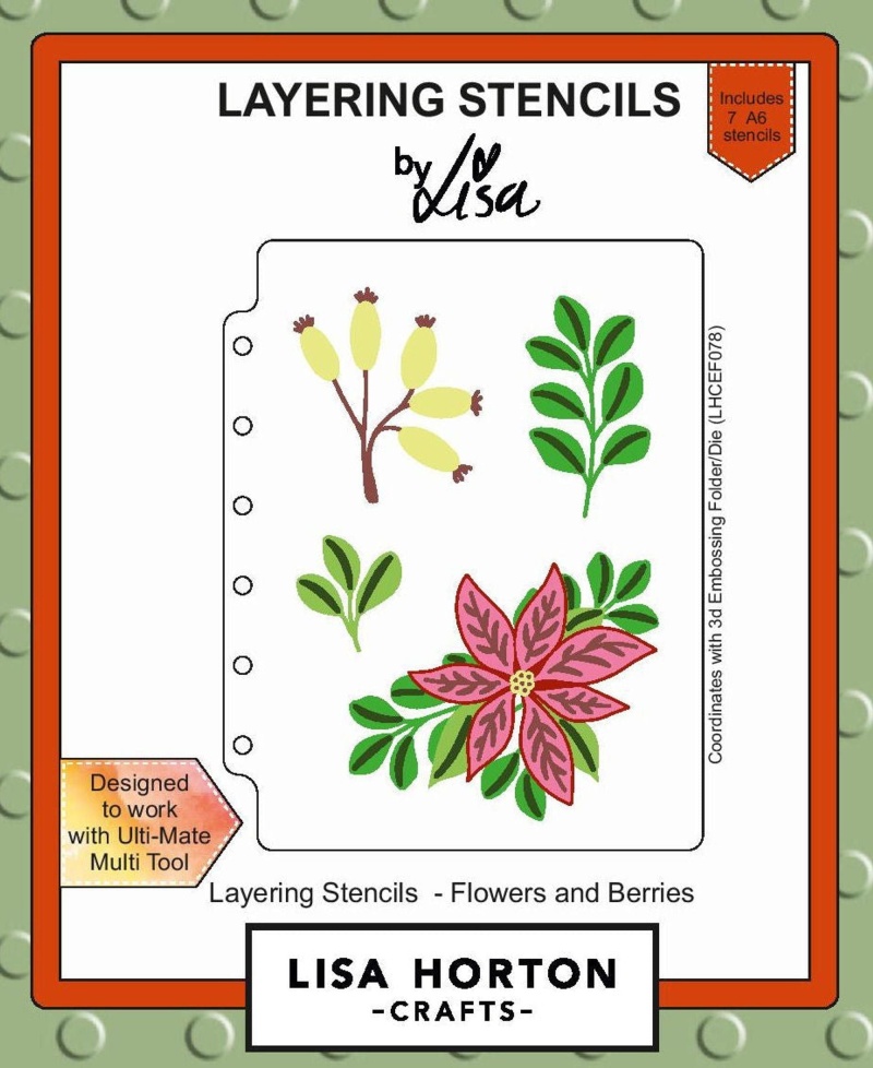 Lisa Horton Layering Stencils - Festive Flowers & Berries