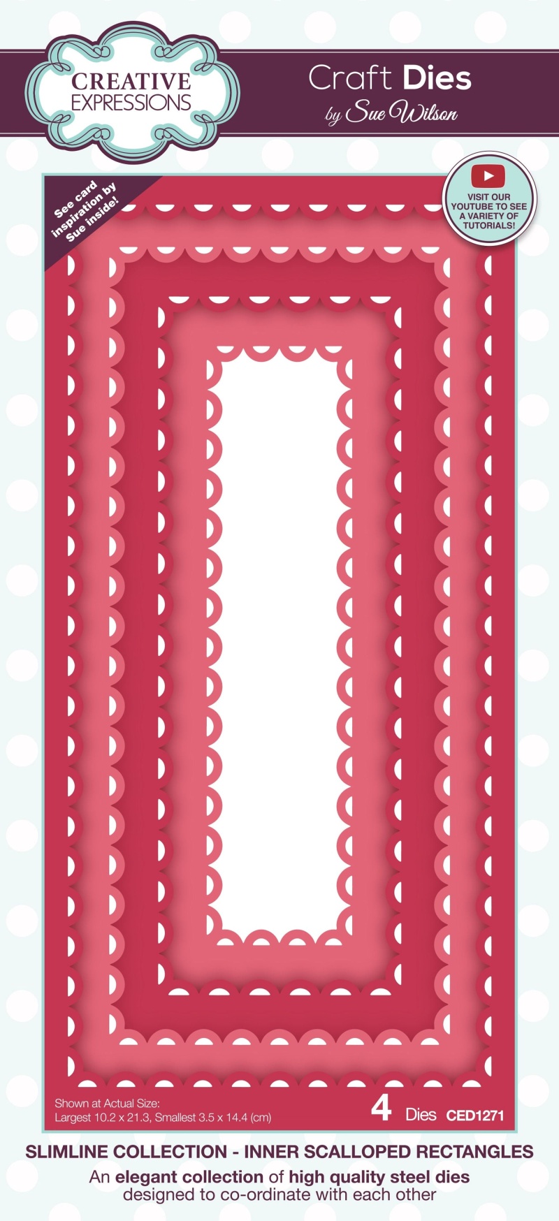 Creative Expressions Sue Wilson Slimline Inner Scalloped Rectangles Craft Die