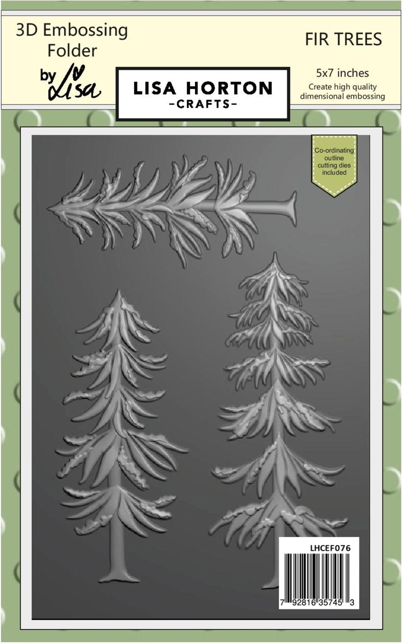 Lisa Horton 3D Embossing Folder 5X7 With Cutting Dies - Fir Trees