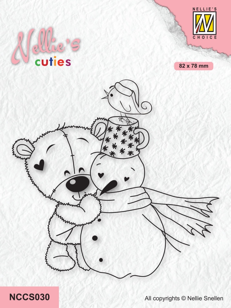 Nellie's Choice Clear Stamp Nellie's Christmas Cuties - Bear With Snowman
