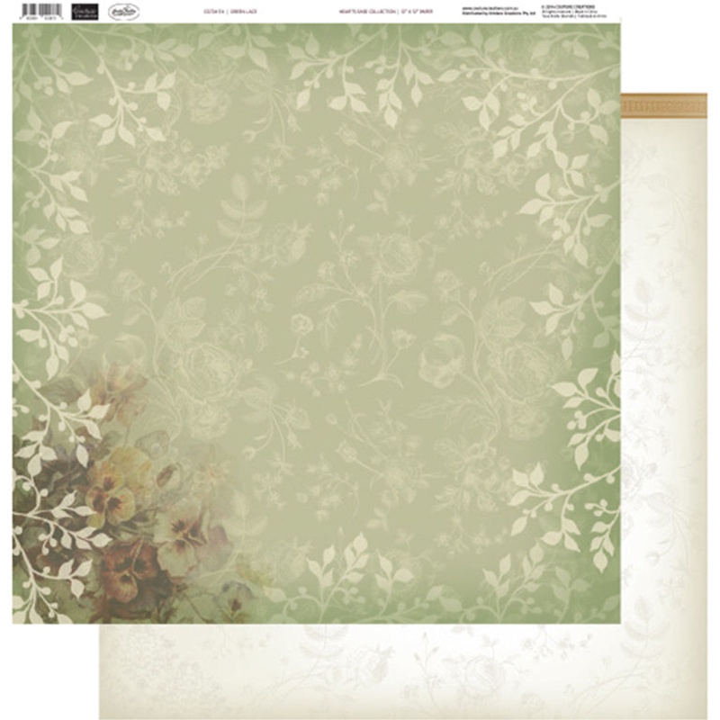 Couture Creations - 12 X 12 Paper (5 Sheets) - Green Lace
