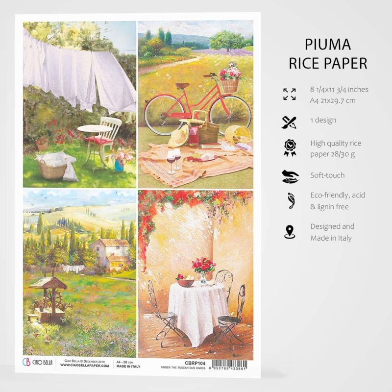 Ciao Bella Rice Paper A4 Tuscan Cards