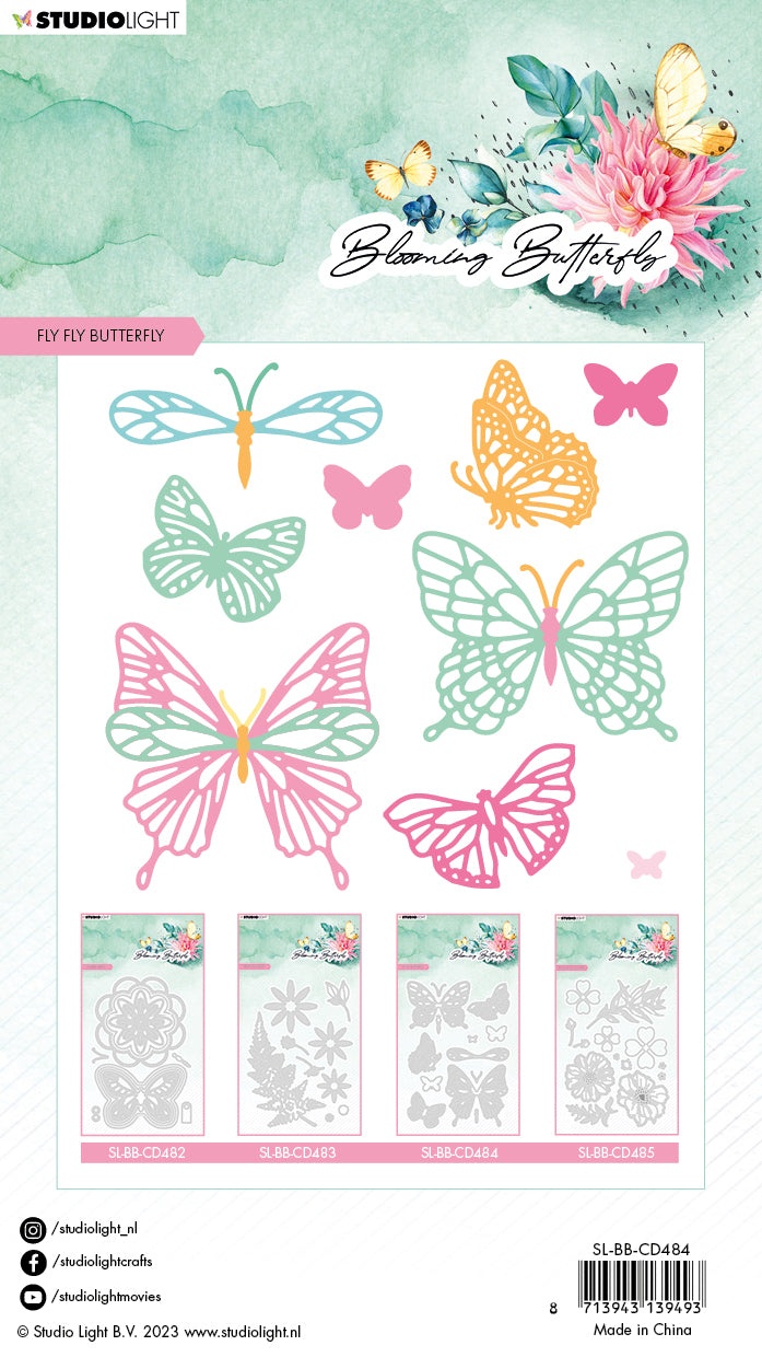 SL Cutting Die Blooming Flowers Blooming Butterfly 98X139x1mm 13 PC Nr.485