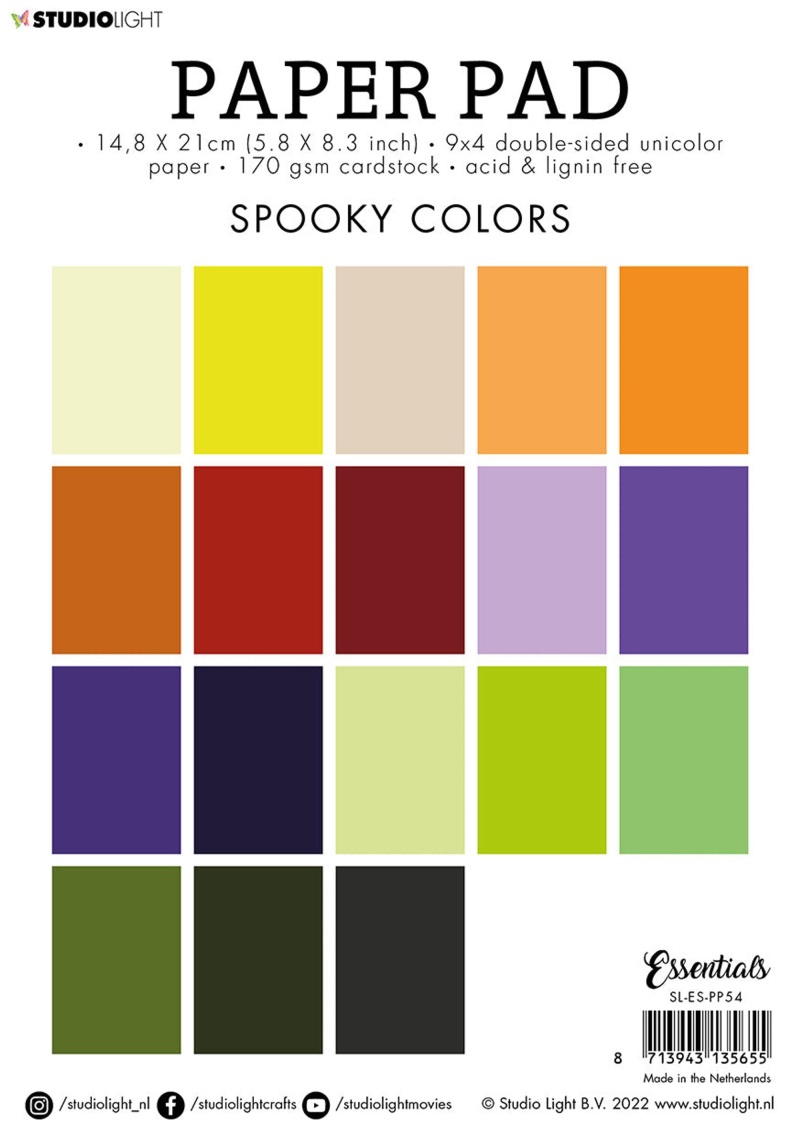 Sl Paper Pad Double Sided Unicolor Spooky Colors Essentials 148X210x9mm 36 Sh Nr.54