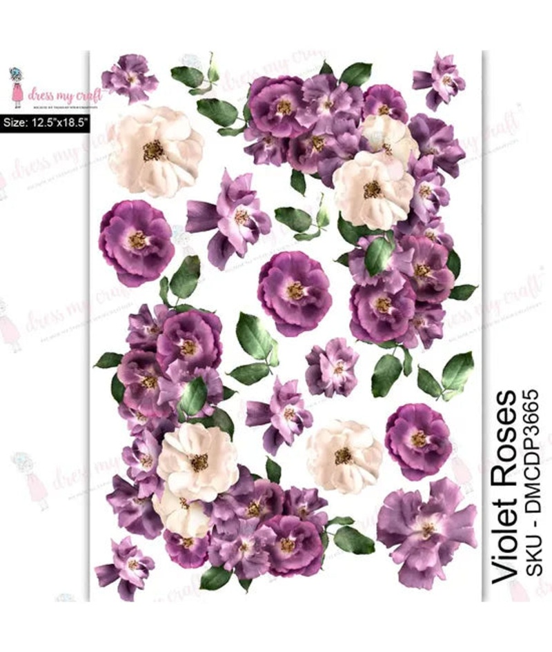 Dress My Craft Transfer Me - Violet Roses (12.5"X18.5")