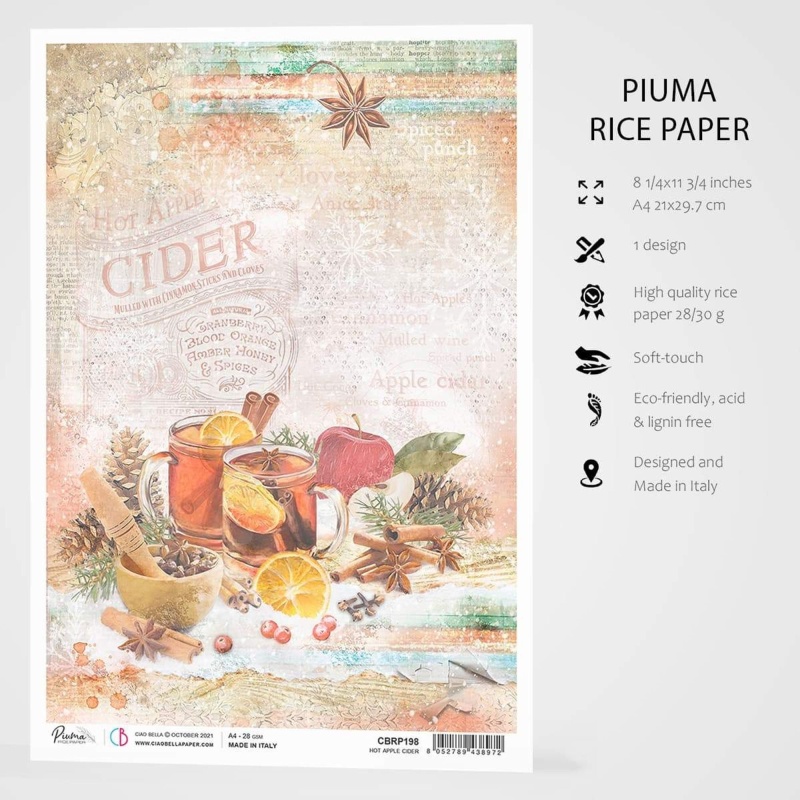 Ciao Bella Rice Paper A4 Hot Apple Cider