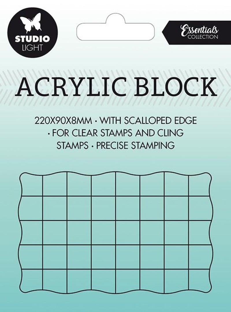 Sl Acrylic Stamp Block For Clear And Cling Stamps With Grid Essentials 50X80x8mm Nr.03