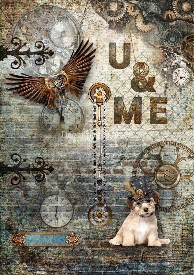 Steampunk Dog A4 Rice Paper - 5 Sheets