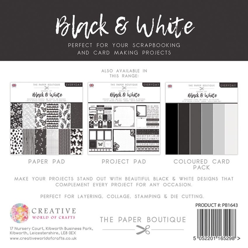 The Paper Boutique Everyday - Shades Of - Black & White 8 In X 8 In Project Pad