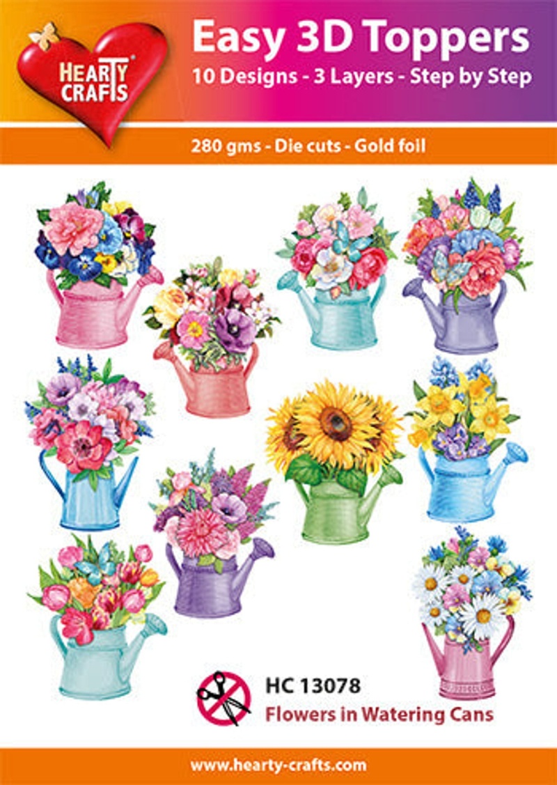 Easy 3D - Toppers Flowers In Watering Cans