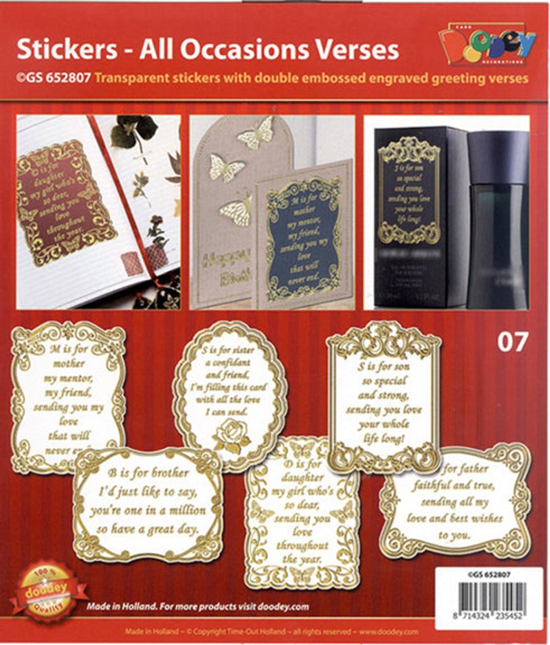 All Ocassions Stickers Assorted Gold/Silver Transparent Gold