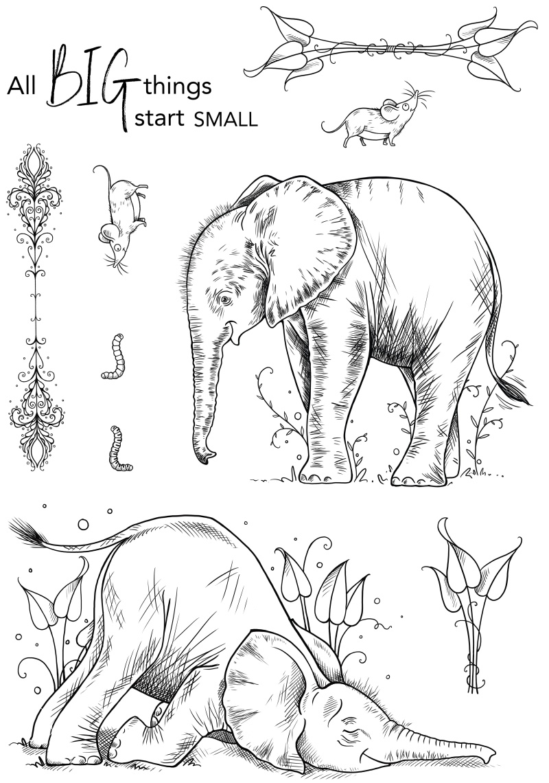 Pink Ink Designs Baby Elephant 6 In X 8 In Clear Stamp Set