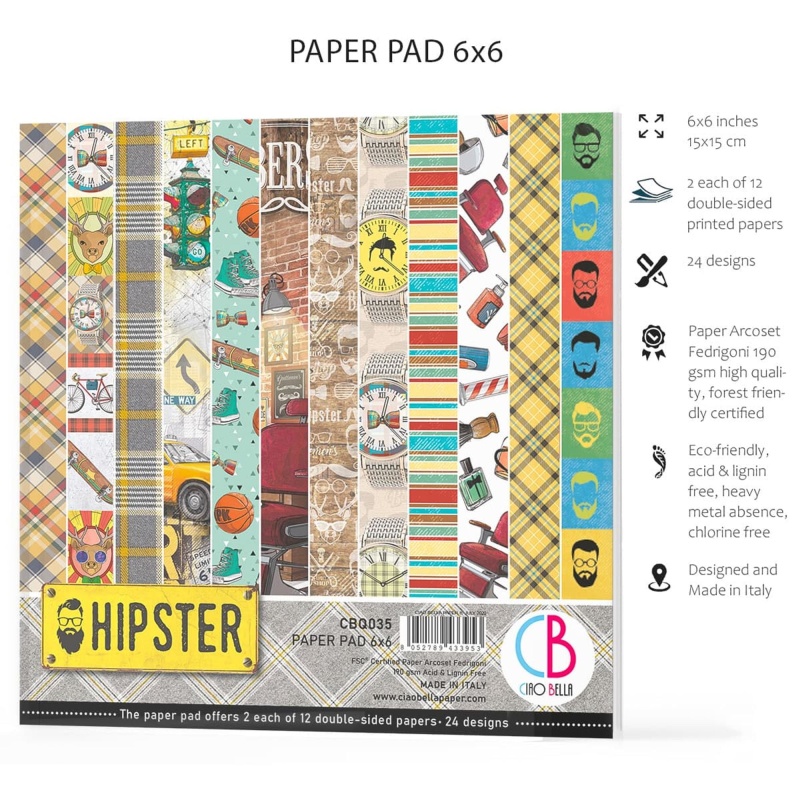 Ciao Bella Hipster Paper Pad 6"X6" 24/Pkg