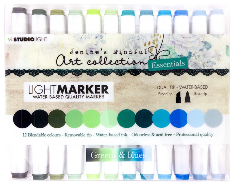 Jma Light Markers Pvc Box - Greens & Blues Essentials 195X155x18mm 12 Pc Nr.01