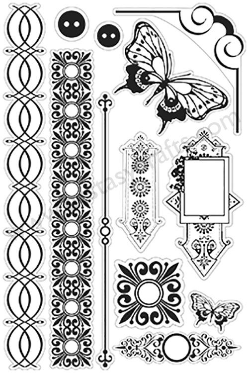 Couture Creations Stamp Set- Hearts Borders & Butterflies