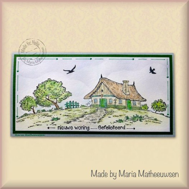 Nellie's Choice Clear Stamp Idyllic Floral Scene Slimline - Country House
