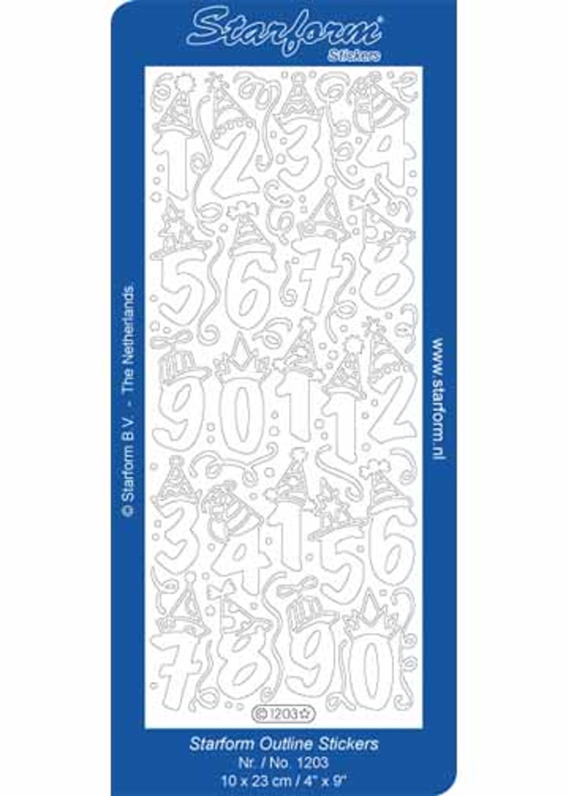 Deco Stickers - Numbers With Party Hats Silver