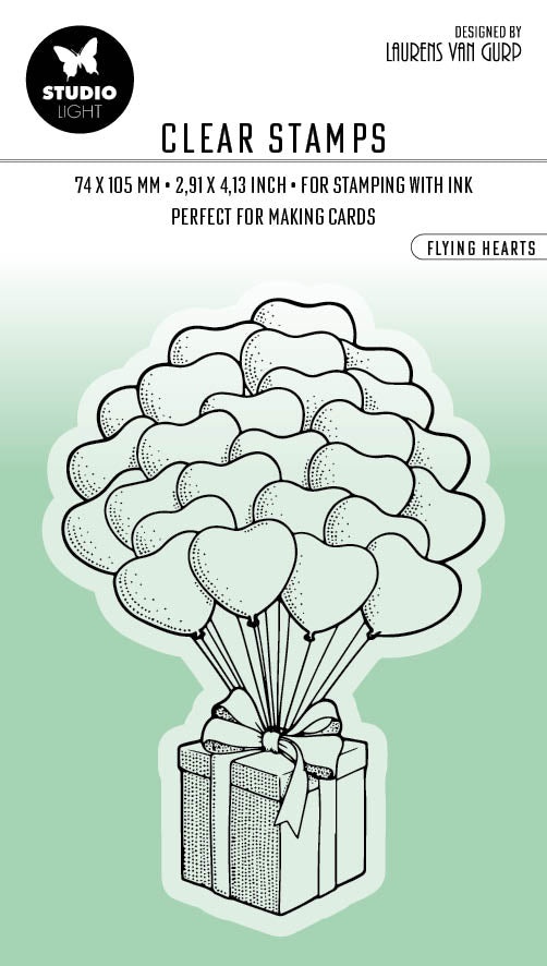 Bl Clear Stamp Flying Hearts By Laurens 105X74x3mm 1 Pc Nr.349