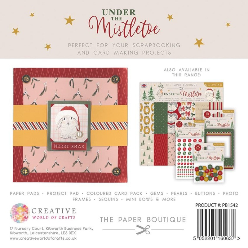 The Paper Boutique Under The Mistletoe 8X8 Colour Card Pack