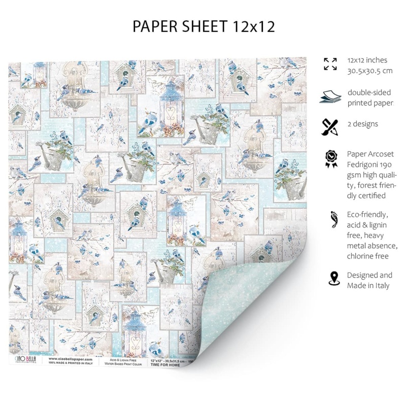 Ciao Bella Hello Winter Paper Sheet 12"X12" 1 Sheet