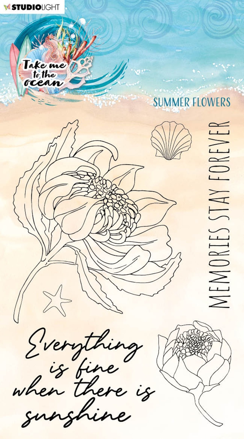 Sl Clear Stamp Summer Flowers Take Me To The Ocean 105X148x3mm 6 Pc Nr.219