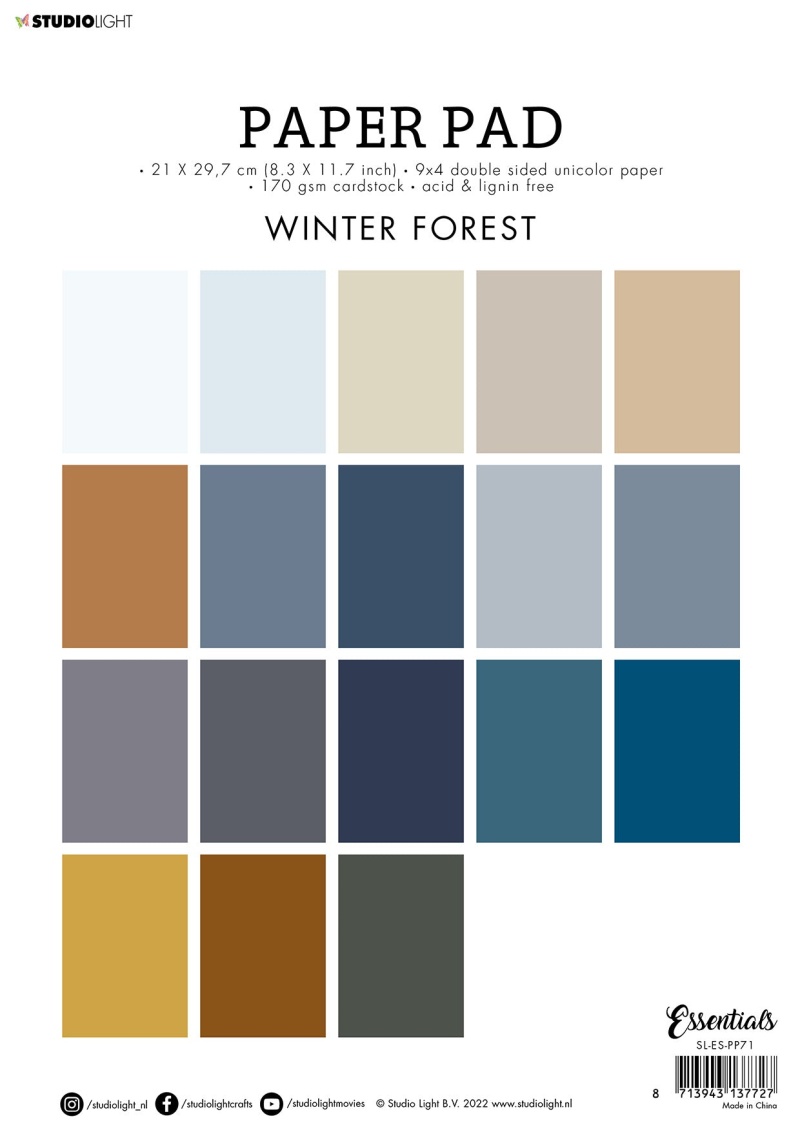 Sl Paper Pad Double Sided Unicolor Winter Forest Essentials 210X297x9mm 36 Sh Nr.71