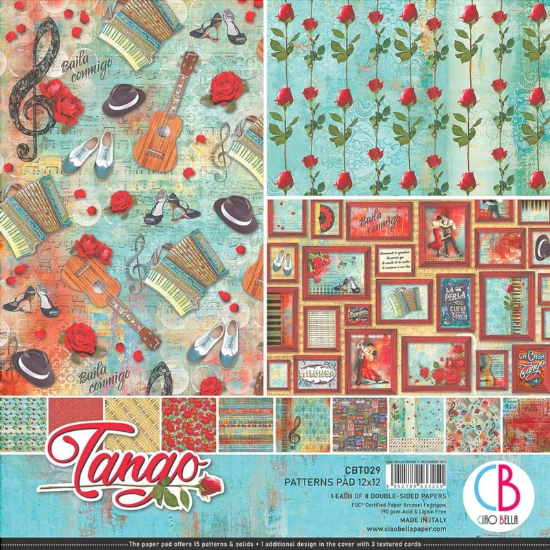 Ciao Bella Tango Patterns Pad 12"X12" 8/Pkg