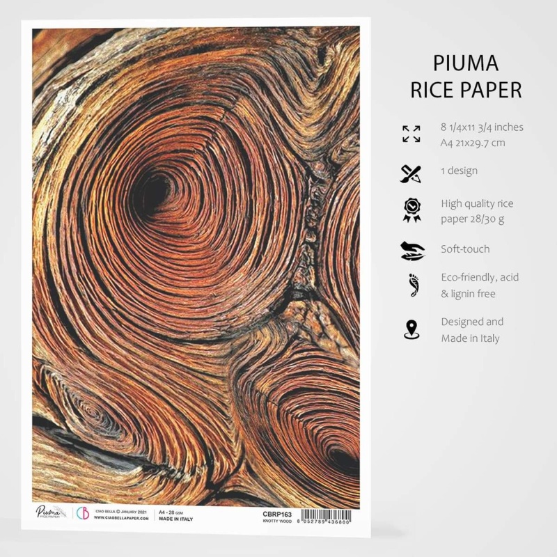 Ciao Bella Rice Paper A4 Knotty Wood