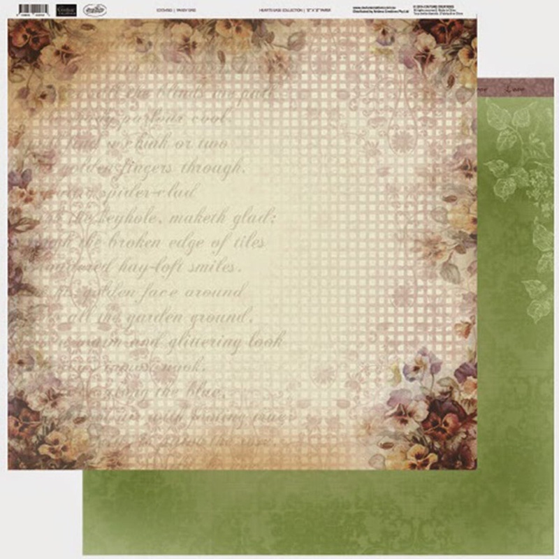 Couture Creations - 12 X 12 Paper (5 Sheets) - Pansy Grid