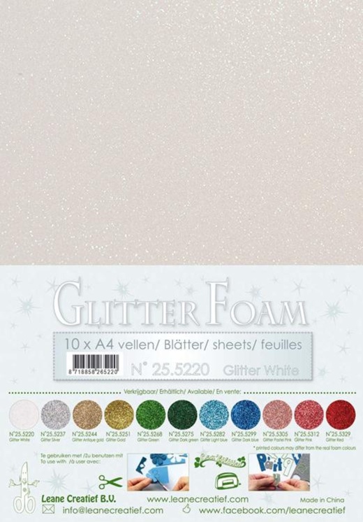 10 Glitter Foam Sheets A4 - Add Sparkle to Your Crafts with Leane Creatief