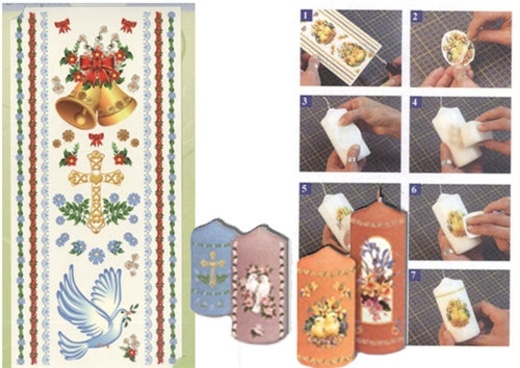 Candle Transfers - Bell, Cross, Pigeon And Border