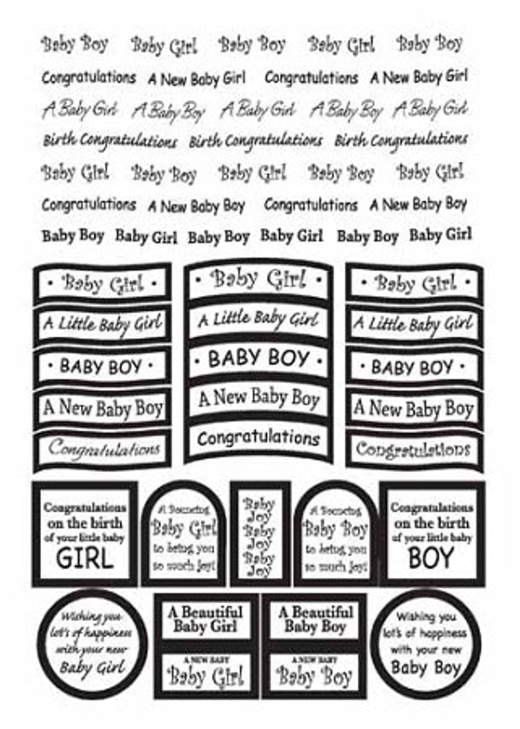 Craft UK Baby Silver Foil Captions Sheet