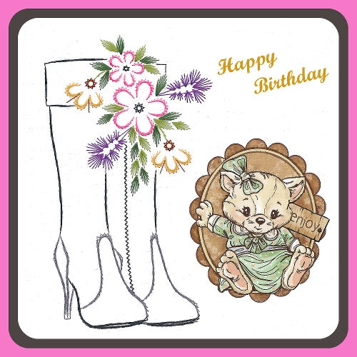 Kc Embroidery Pattern - High Boots And Flower Spray