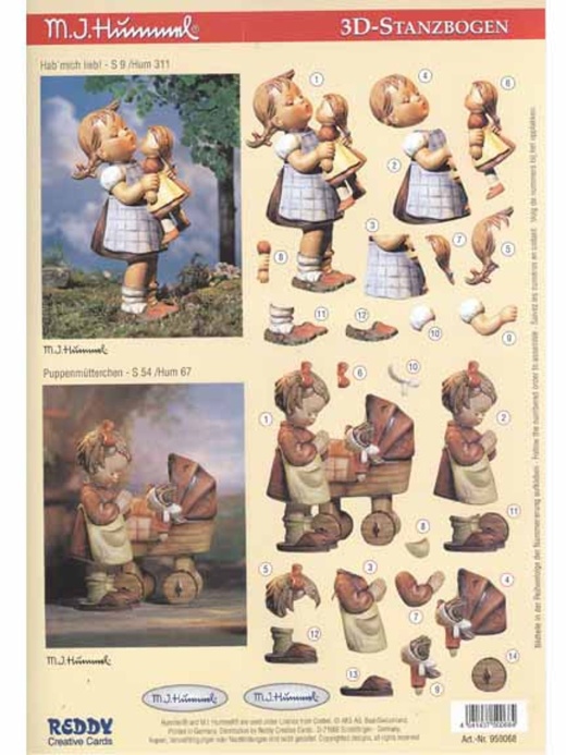 3D Hummel Step By Step Mother/ Baby Carriage Precut Print for Scrapbooking & Card Making