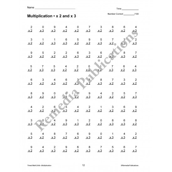 Timed Math Drills: Multiplication