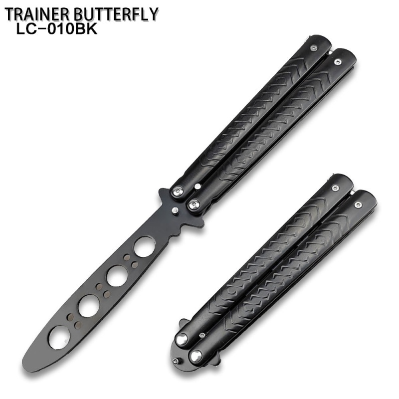 Balisong Butterfly Knife Black Soft Handle Trainer For Martial Art